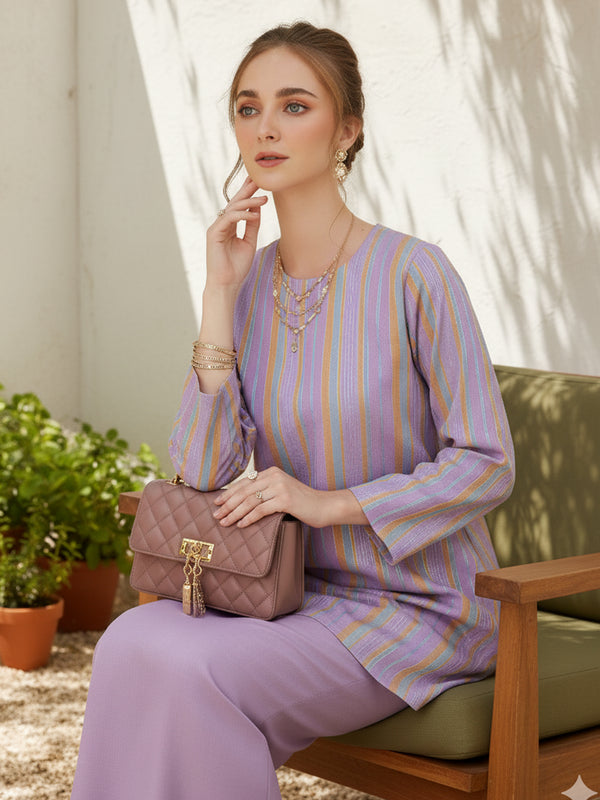 BAJU KURUNG PAHANG MODEN TASNEEM (LILAC)